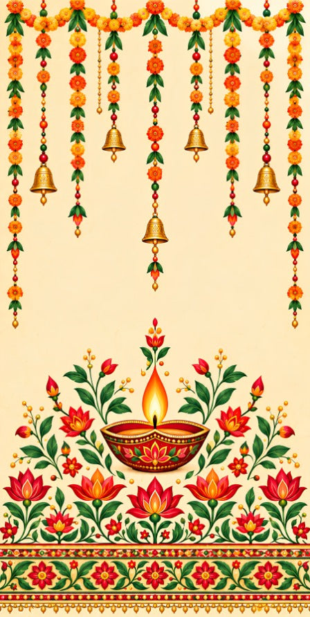 Divine Deep Jyoti Floral Scroll