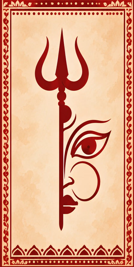 Trishul Shakti Divine Face Scroll