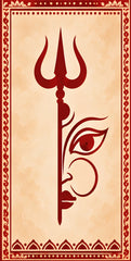 Trishul Shakti Divine Face Scroll