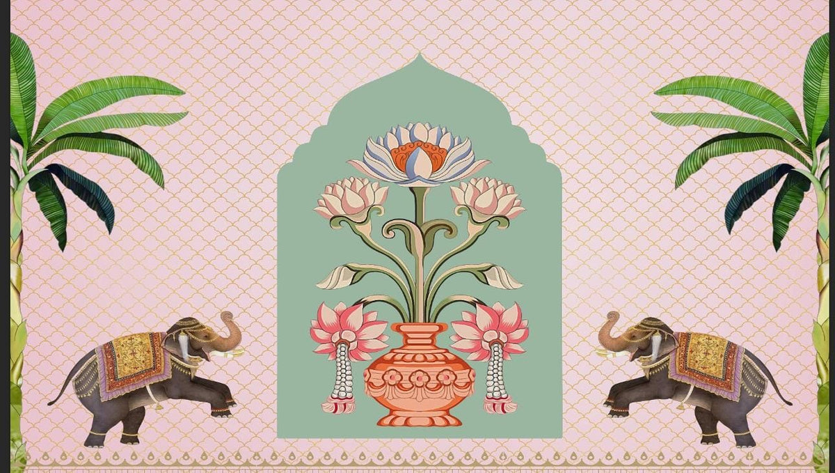 Royal Lotus Elephant Garden Backdrop