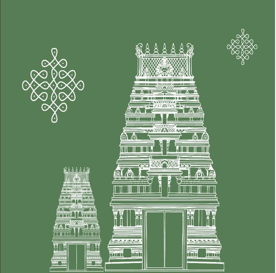Sacred Gopuram Kolam Backdrop