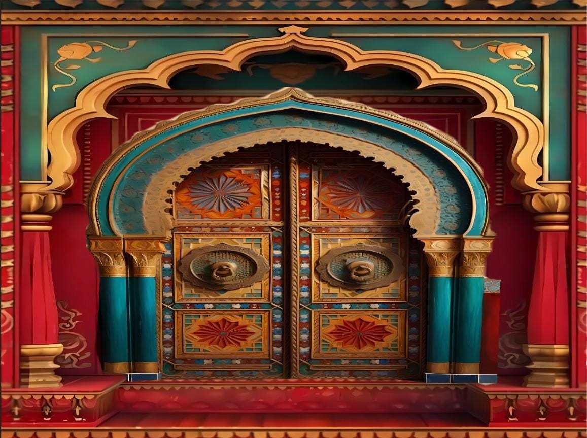 Royal Haveli Heritage Door Backdrop