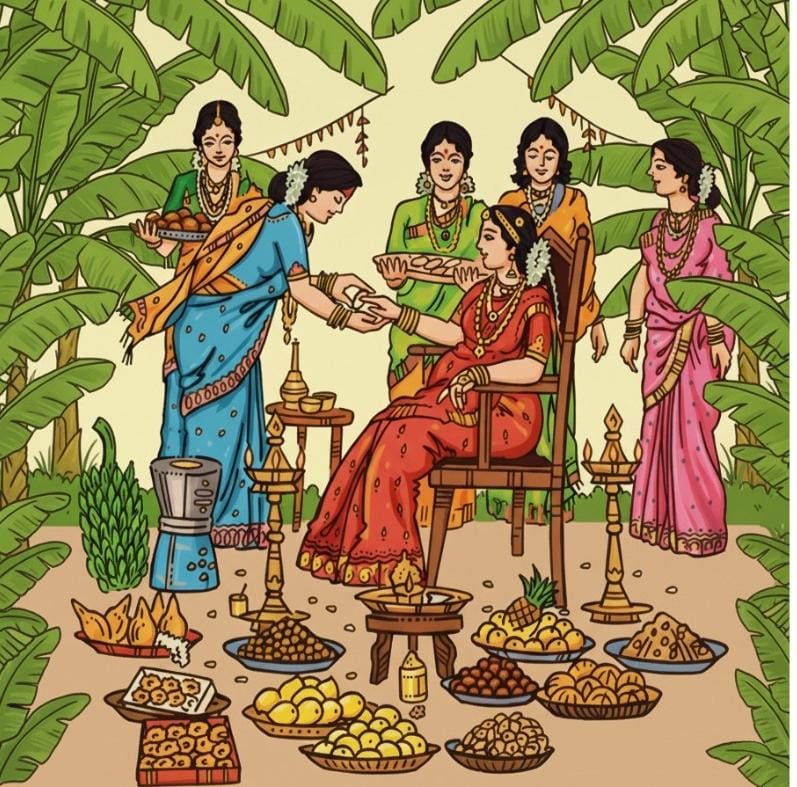 Traditional Seemantham Ceremony Backdrop