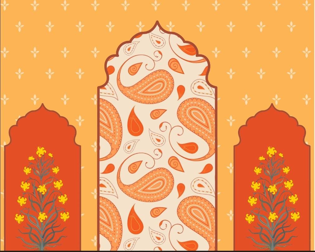 Amber Paisley Floral Backdrop