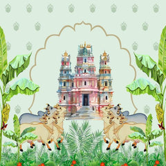 Sacred Temple & Nandi Garden Backdrop