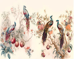 Peacock Pomegranate Garden Backdrop