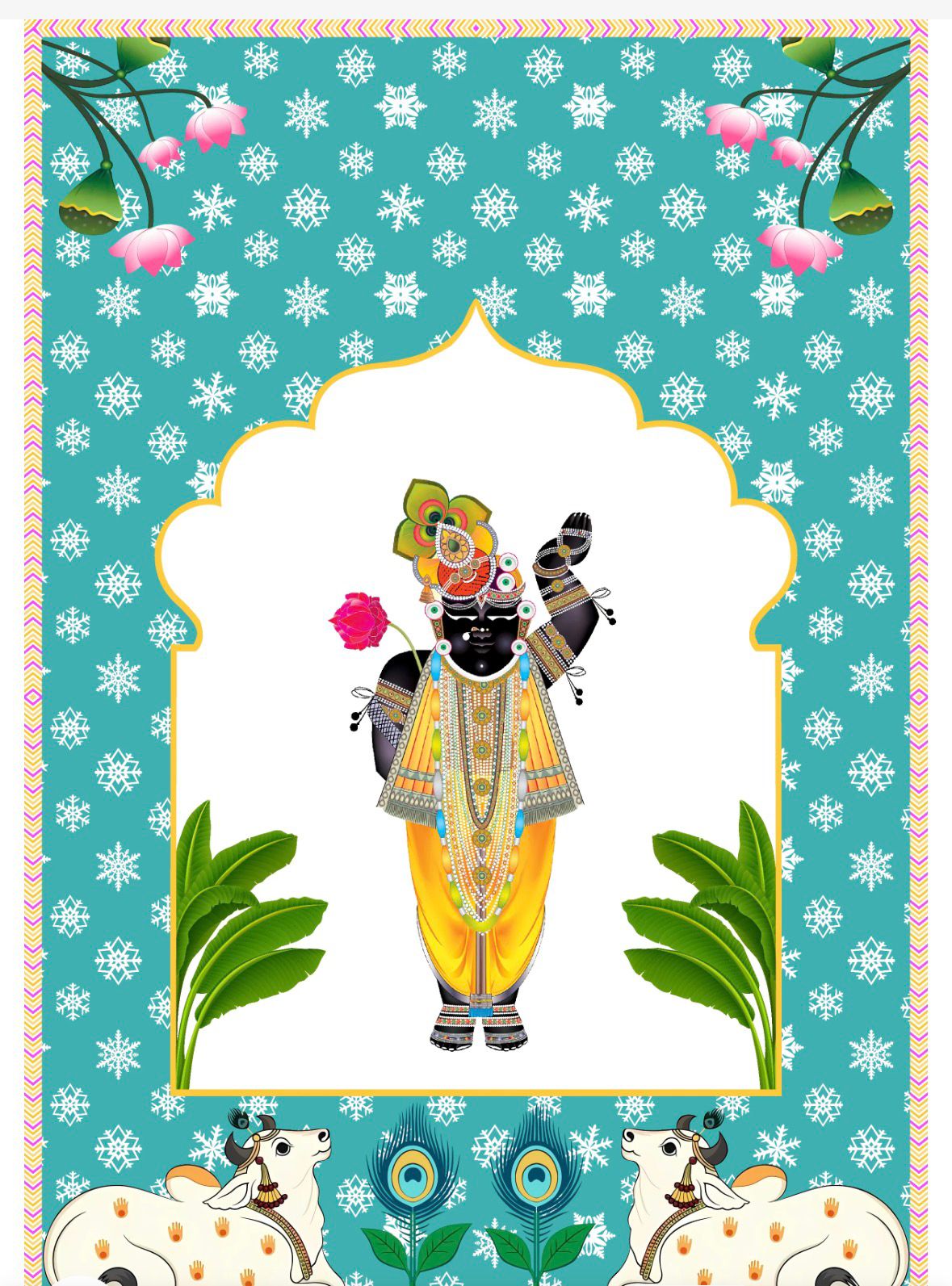 Shrinathji Divine Lotus Backdrop
