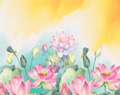 Sunlit Lotus Garden Backdrop