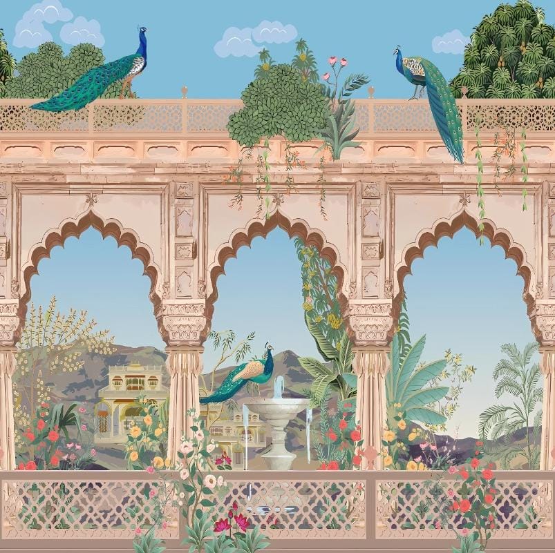 Royal Peacock Courtyard Backdrop