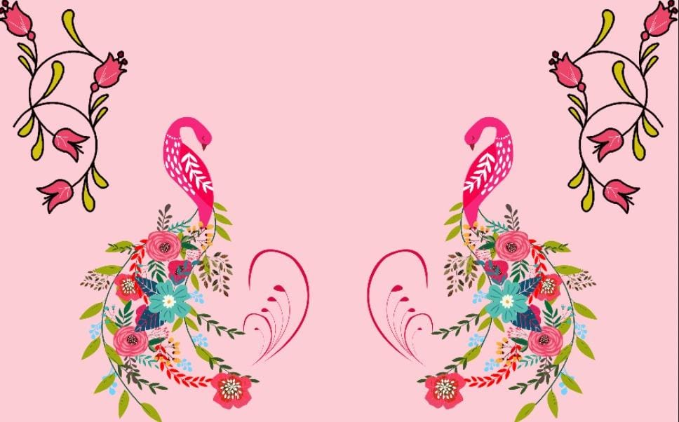 Floral Flamingo Garden Backdrop