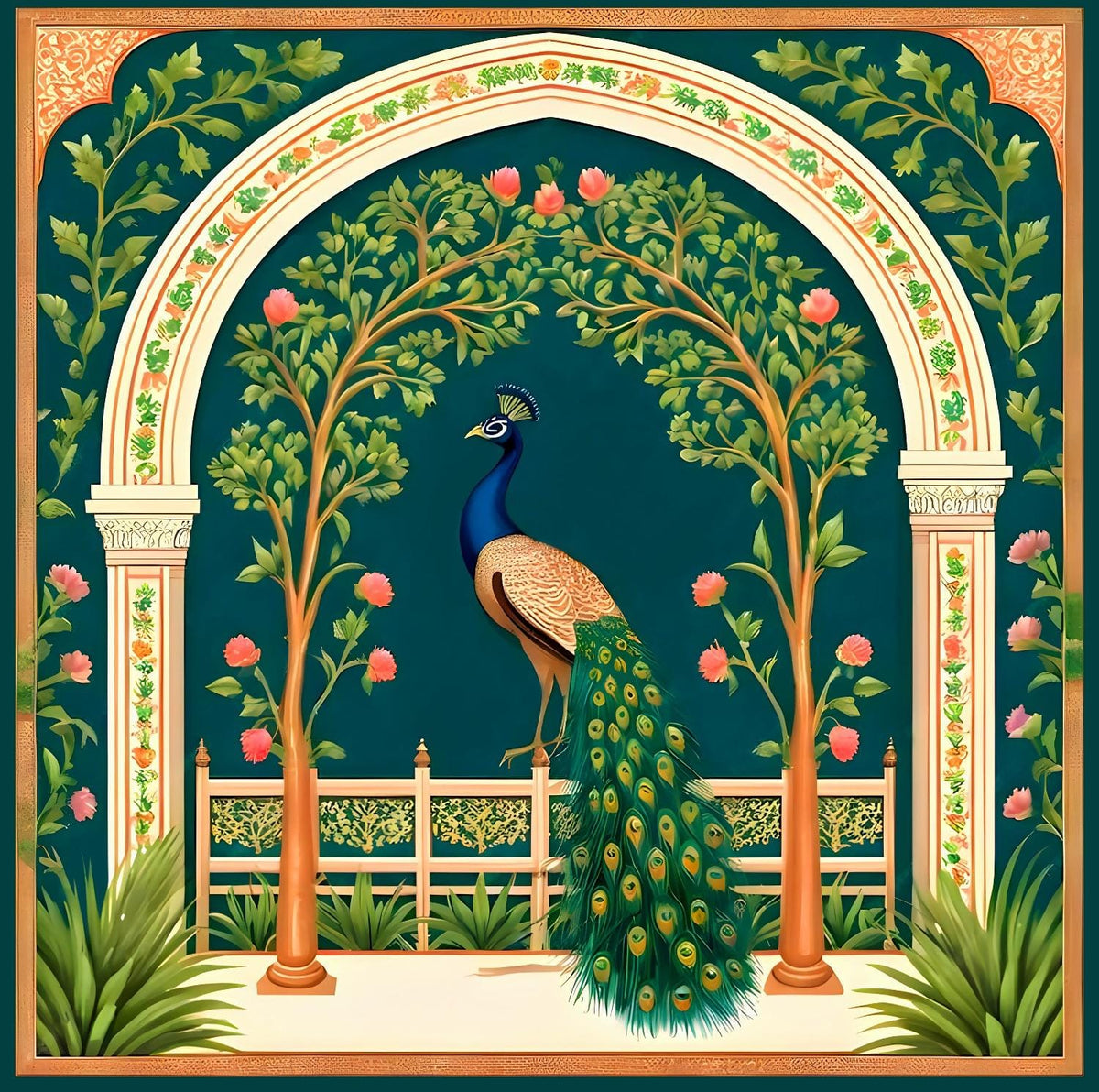 Royal Peacock Garden Backdrop