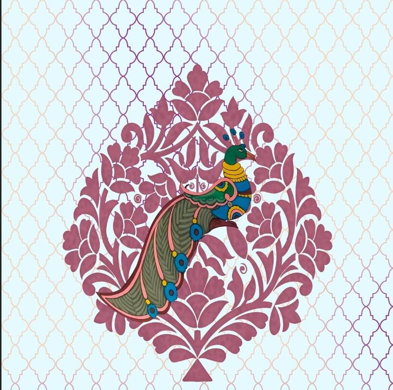 Peacock Floral Jali Elegance Backdrop