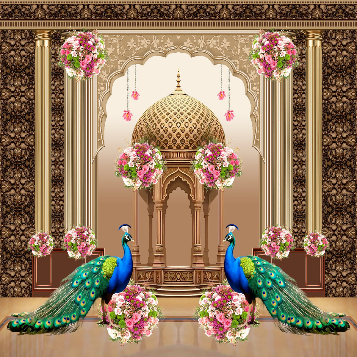 Royal Peacock Palace Backdrop