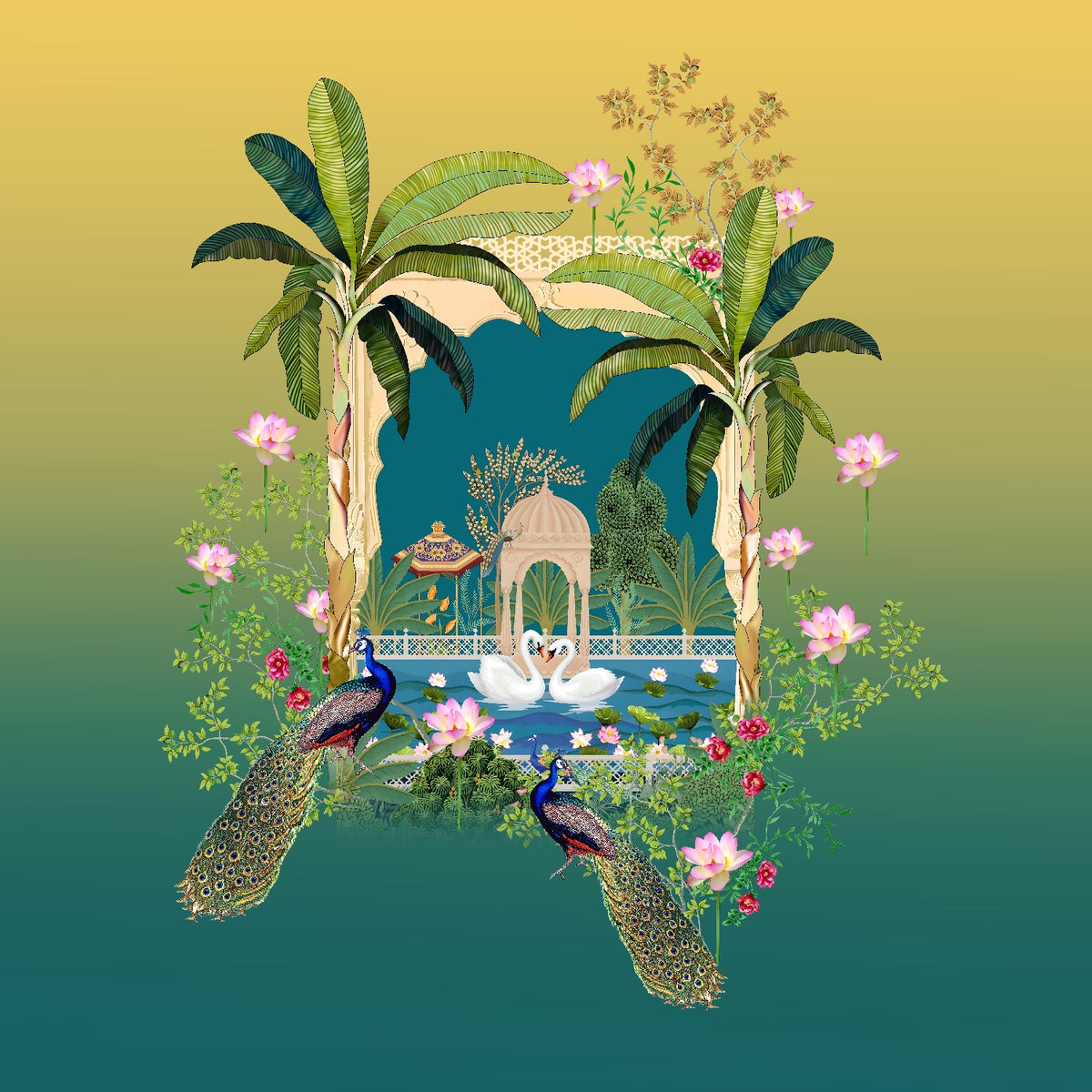 Royal Peacock Garden Palace Backdrop