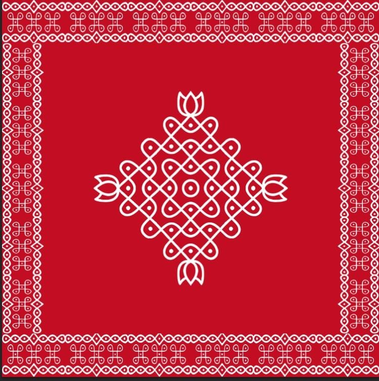 Traditional Indian Kolam & Muggulu Red Cultural Backdrop