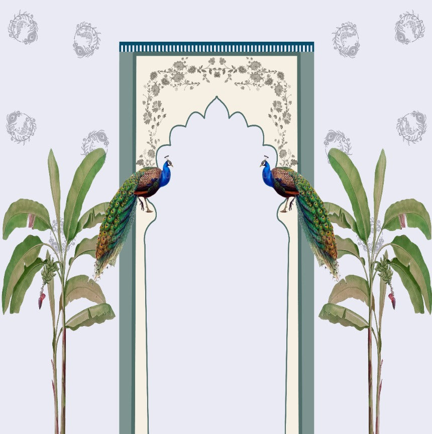 Elegant Royal Peacock & Banana Tree Archway Backdrop