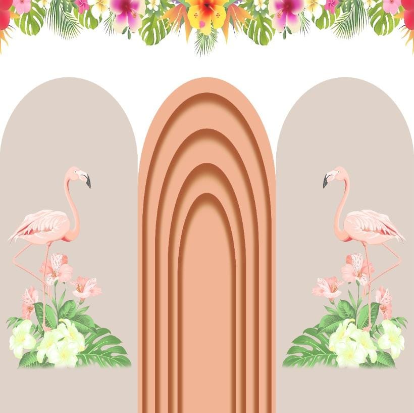 Boho Tropical Flamingo Floral Backdrop