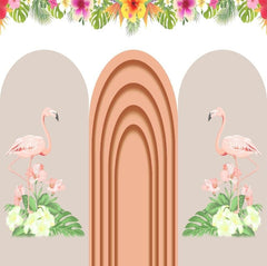 Boho Tropical Flamingo Floral Backdrop