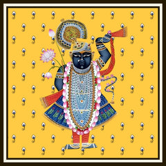 Royal Shrinathji Nathdwara Yellow Pichwai Art Backdrop
