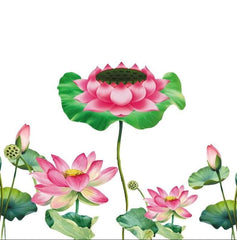 Graceful Blooming Pink Lotus Floral Pichwai Backdrop