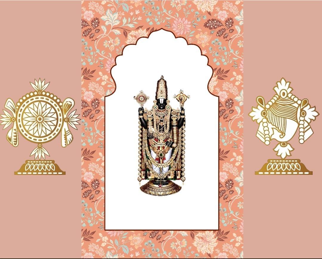 Sacred Lord Venkateswara Tirupati Balaji Floral Backdrop