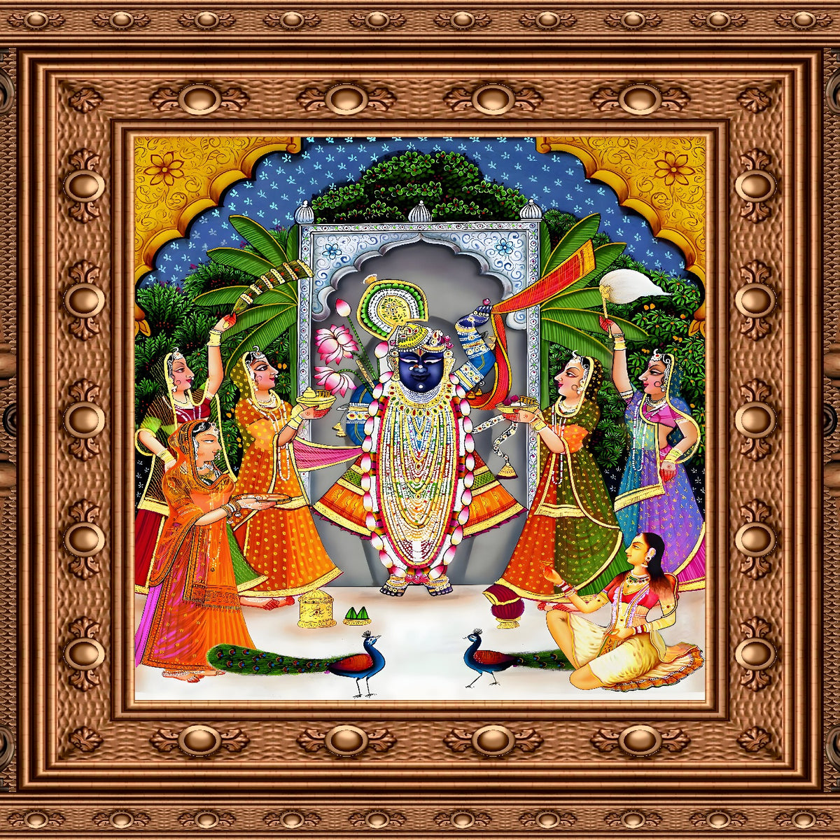 Royal Shrinathji Annakut Mahotsav Pichwai Art Backdrop