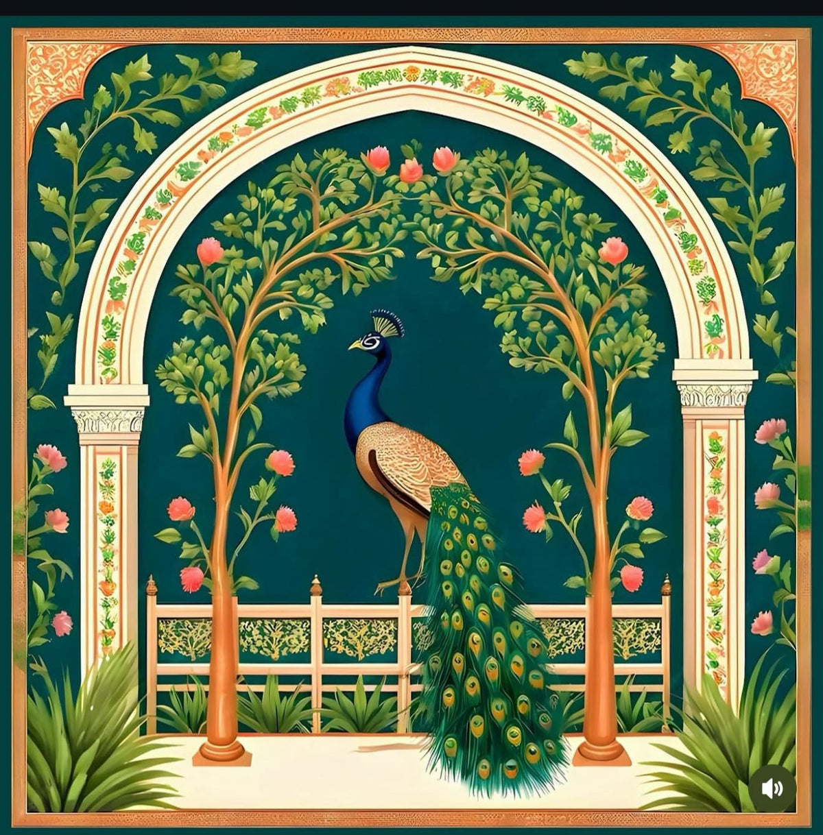 Royal Emerald Peacock Garden Backdrop