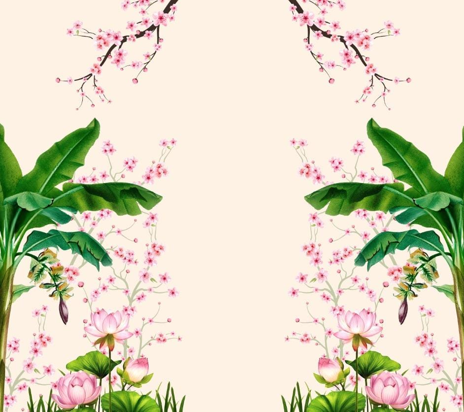 Cherry Blossom Banana Tree Gateway Backdrop