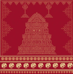 Crimson Sikku Kolam Temple Backdrop