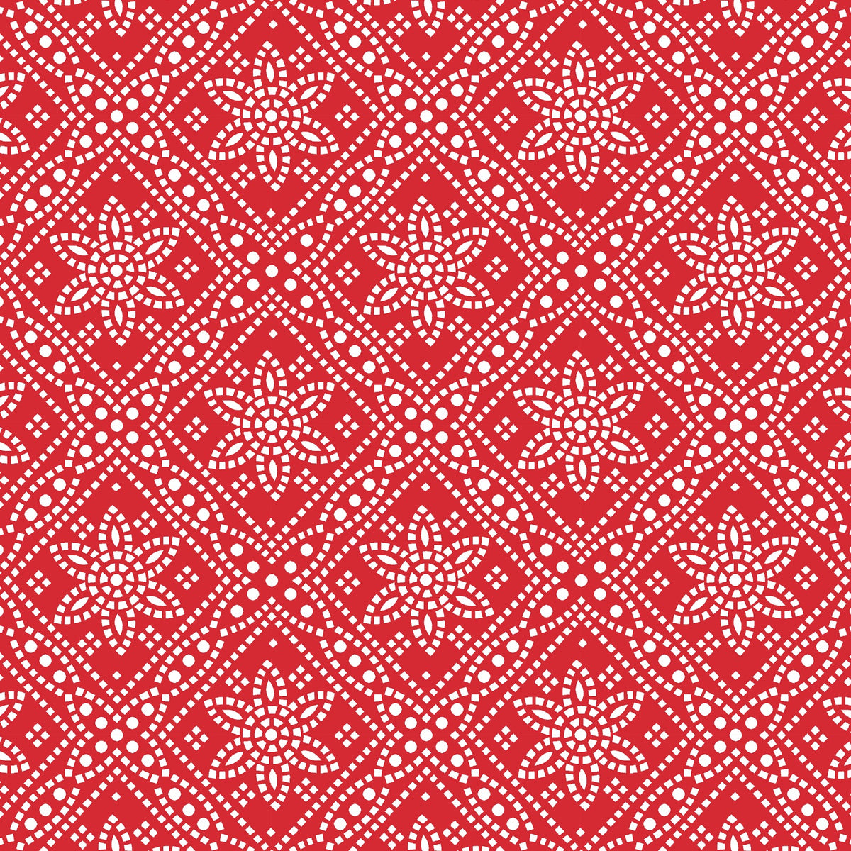 Traditional Red & White Bandhani Floral Grid Backdrop