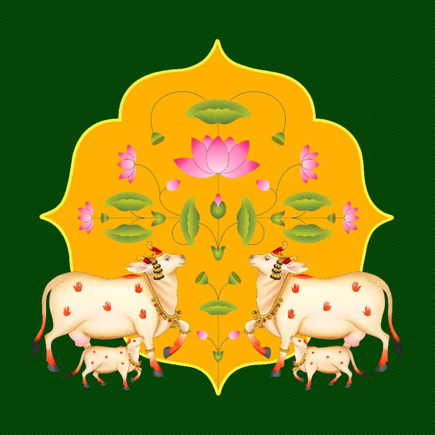 Lotus Kamadhenu Pichwai Backdrop