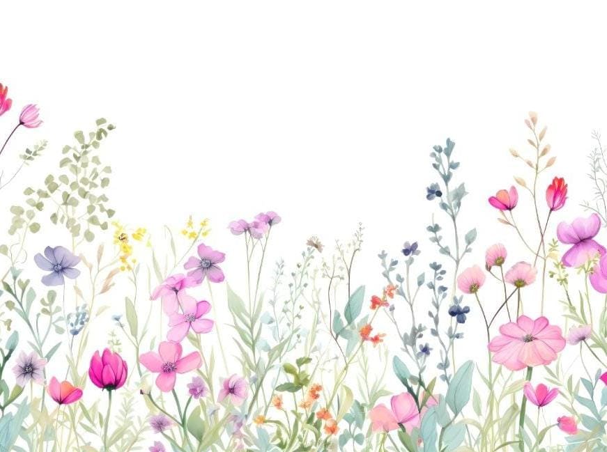 Pastel Wildflower Meadow Watercolor Backdrop