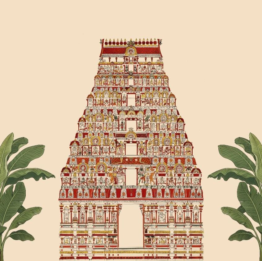 Majestic South Indian Gopuram Backdrop