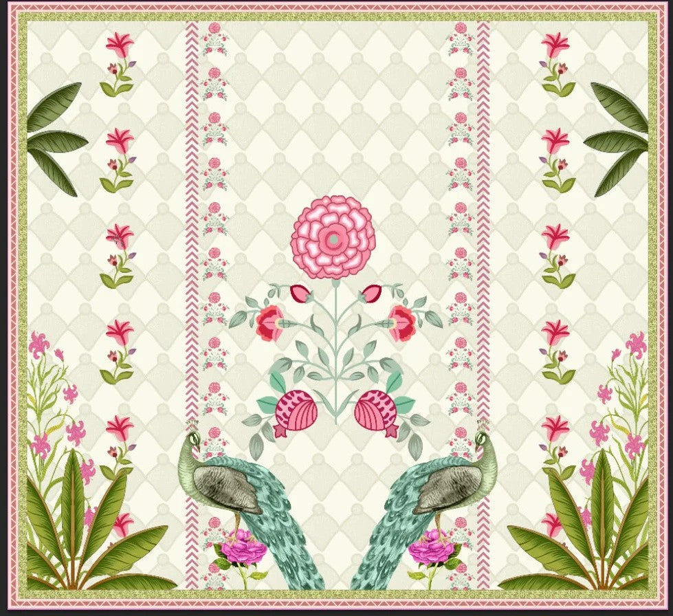 Floral Lattice Mughal Brocade Backdrop