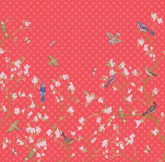 Coral Blossom & Songbird Spring Chintz Backdrop