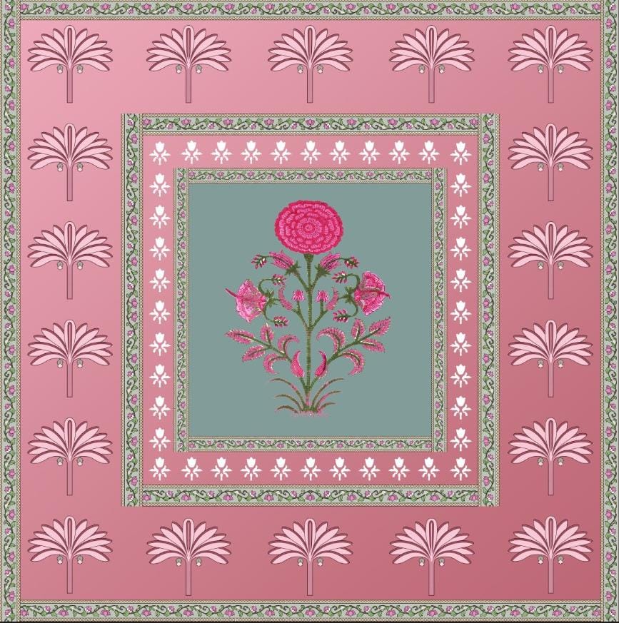 Floral Boota & Palm Brocade Backdrop
