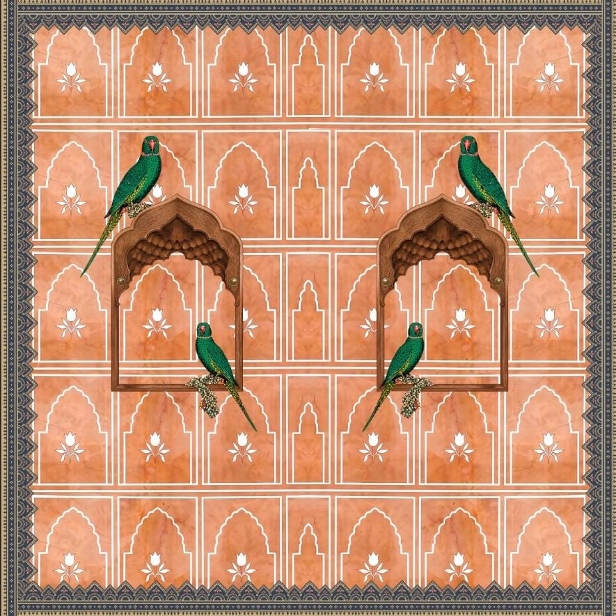 Royal Jaipur Terracotta & Emerald Parakeet Backdrop