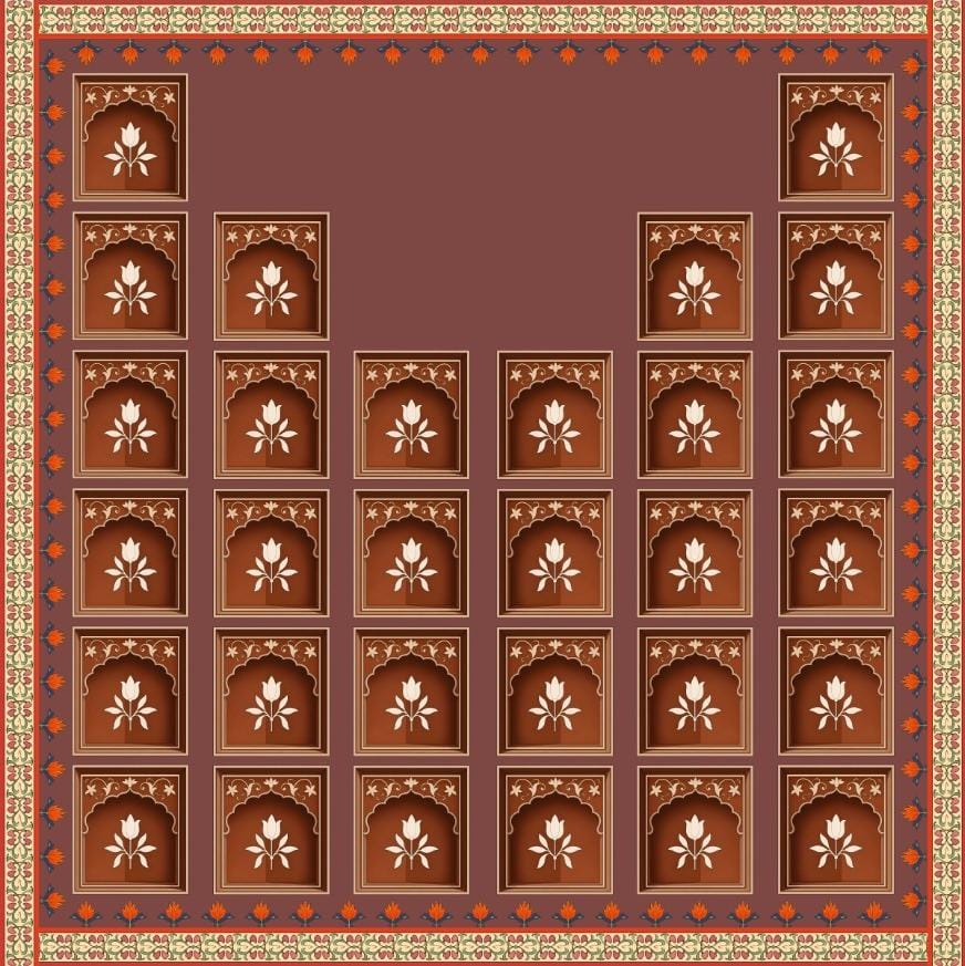 Regal Terracotta Jharokha Alcove & Inlay Backdrop
