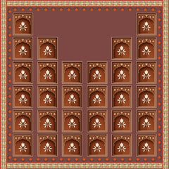 Regal Terracotta Jharokha Alcove & Inlay Backdrop