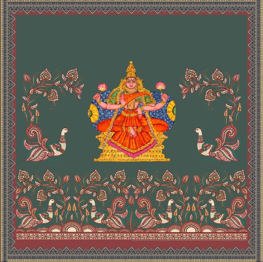 Divine Goddess Lakshmi & Kalamkari Swan Heritage Backdrop