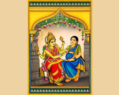 Goddess Blessing Heritage Tanjore Backdrop