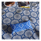 Jhoomar Cushion Cover with a Medallion print in blue.