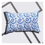 A floral printed Prussian Blue cushion cover