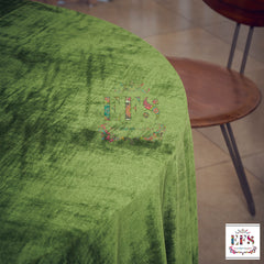 Green velvet table cover