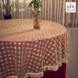 Red velvet with embroidery work table cover