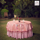 Mirror work light pink color tablecloth