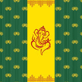 South Indian Backdrop: Texture of Ganesh and Lotus in Green background