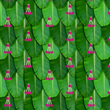 South Indian Backdrop: Texture of Banana leaf with pink rose tassel