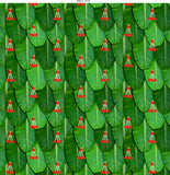 South Indian Backdrop: Texture of Banana leaf with red rose tassel