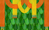 South Indian Backdrop: Texture of Banana Leaf with Toran of Flowers